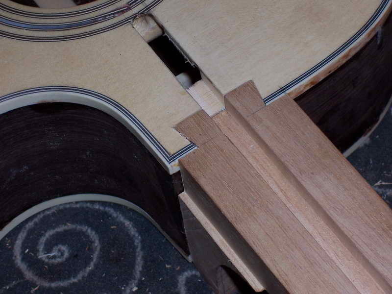 Adjusted neck base with steel rod recess